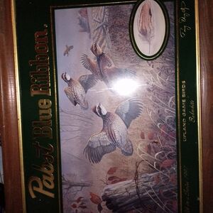 Pabst Blue Ribbon Framed Art with Quail